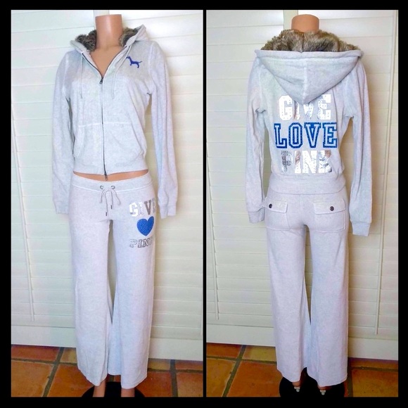 PINK Victoria's Secret Pants - PINK Victoria's Secret Velour Bling Tracksuit